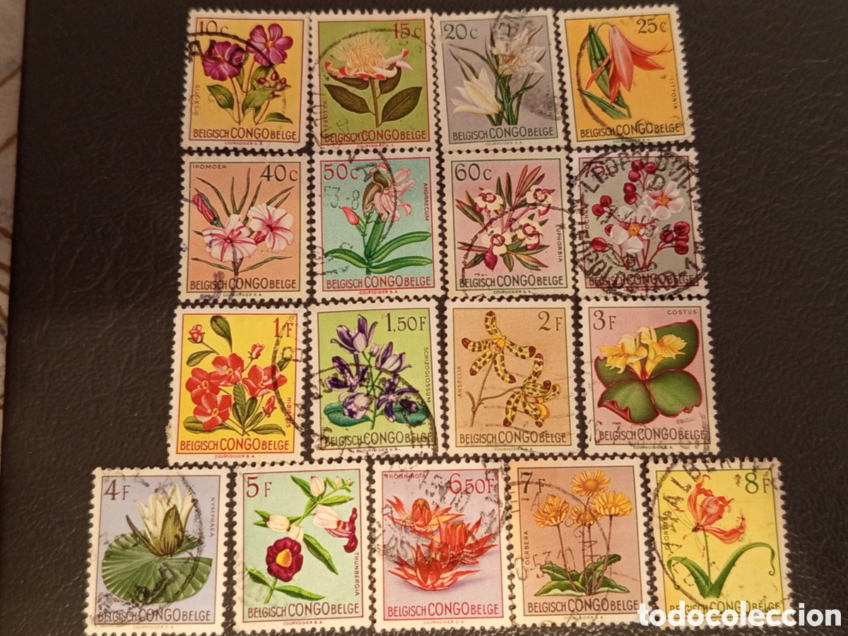 Timbres: Colecci&oacute;n Sellos Congo Belga 1952 Flora Flores - Michel 295/316 Yvert 302/322