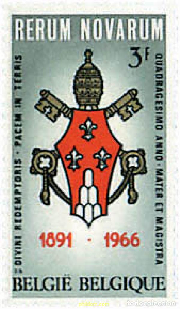 Sellos: 681494 MNH BELGICA 1966 75 ANIVERSARIO DE LA PUBLICACION DE LA ENCICLICA RERUM NOVARUM