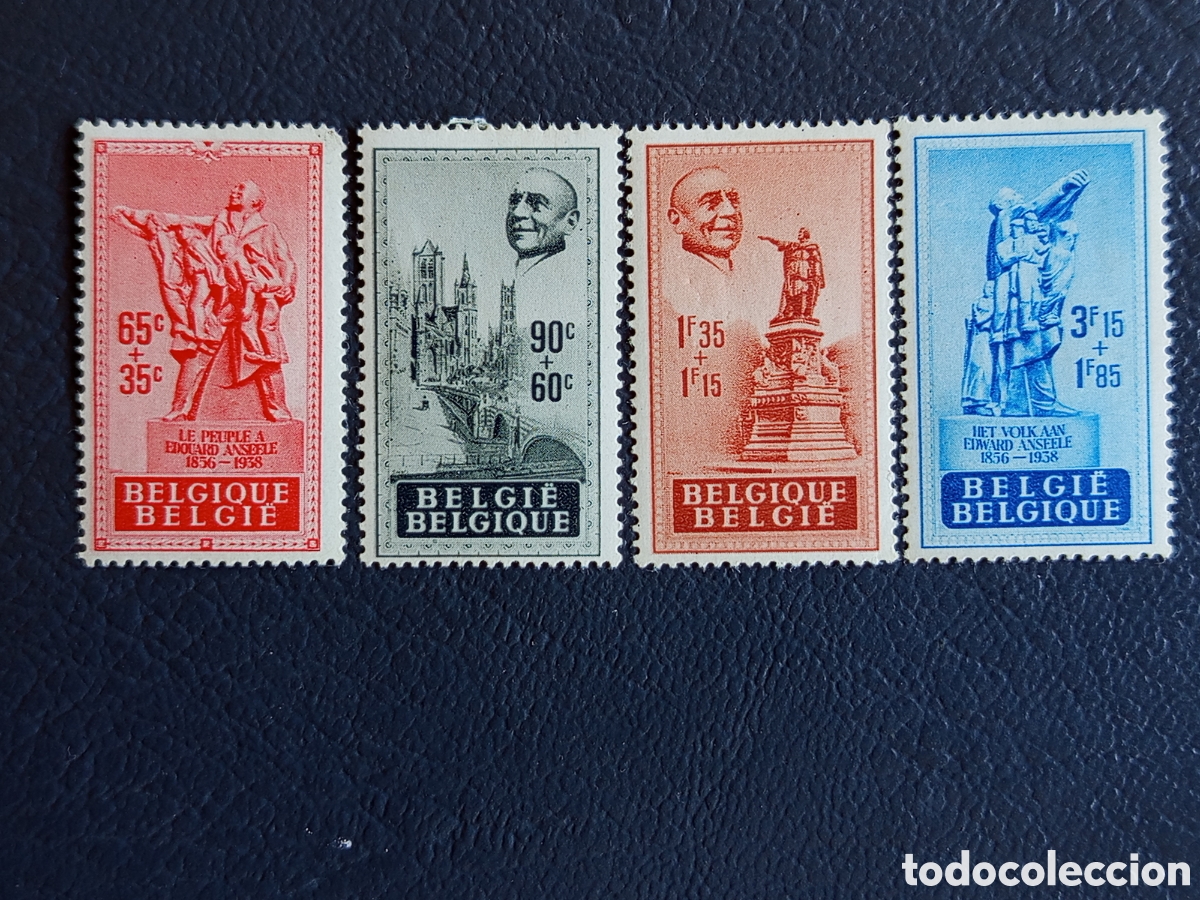 Selos: B&eacute;lgica 1938 - Edward Anseele 65c/90c/1F35/3F15 - COB 480/483 - Nuevo MH