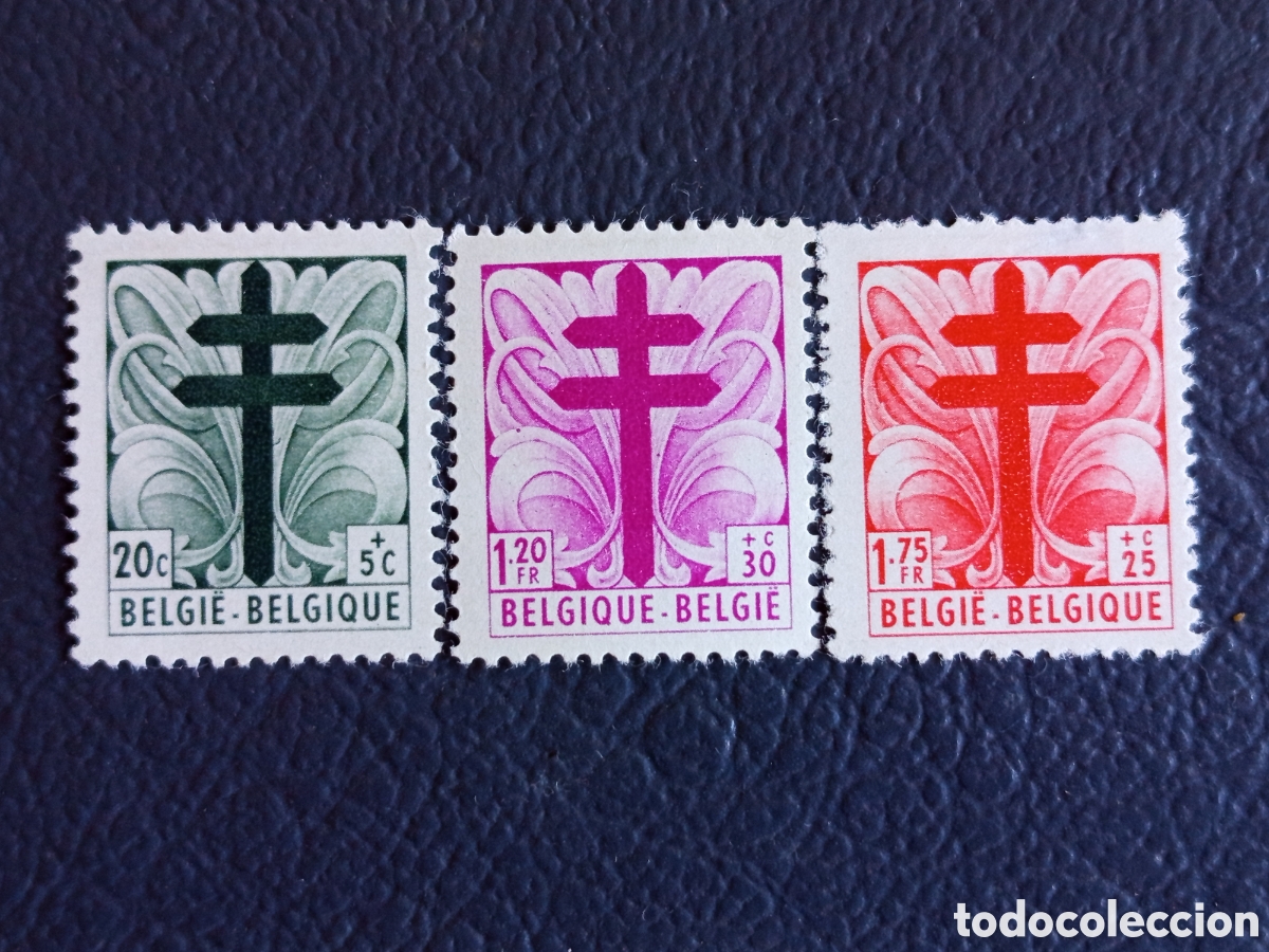 Sellos: B&eacute;lgica 1955 - Antituberculosis Cruz de Lorena 20c/1.20Fr/1.75Fr - COB 976/978 -
