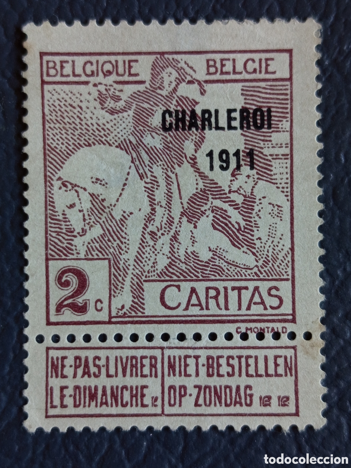 Briefmarken: B&eacute;lgica 1911 - Caritas 2c Sobrecarga &rdquo;Charleroi 1911&rdquo; - COB 100 - Nuevo MH
