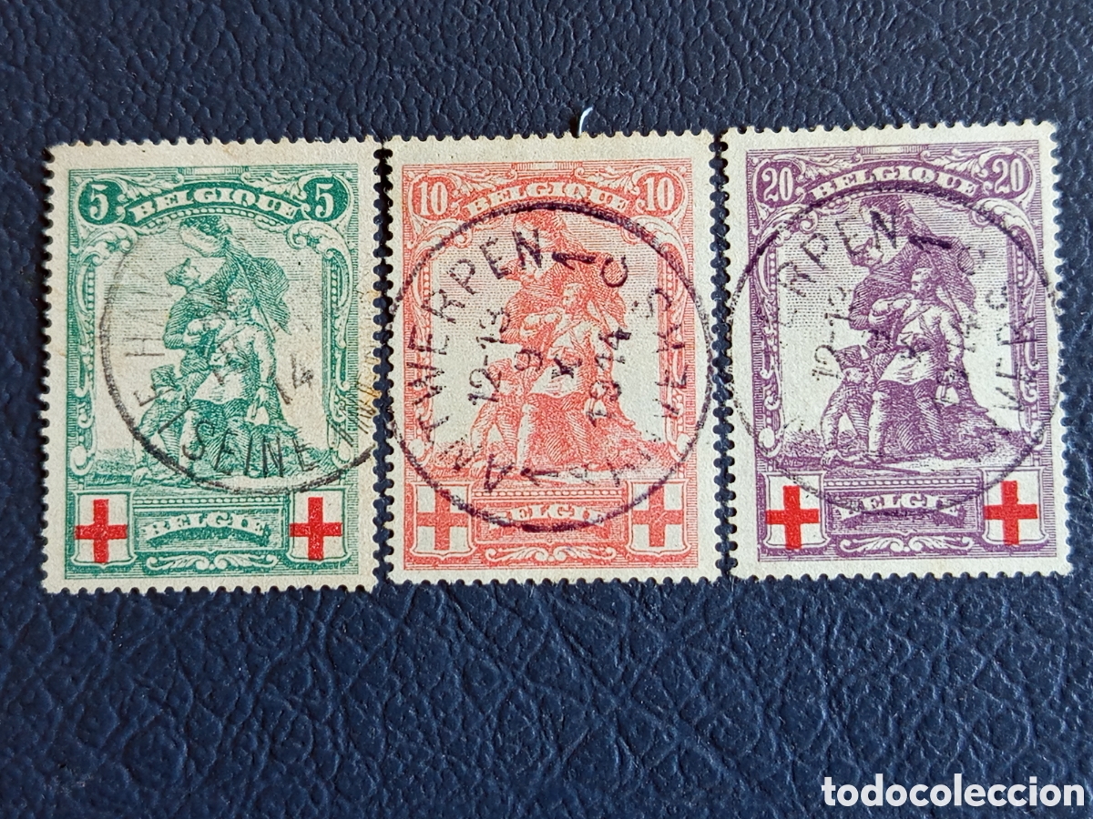 Sellos: B&eacute;lgica 1914 - Cruz Roja &rdquo;Merode&rdquo; 5c/10c/20c - COB 128/130 - Usado