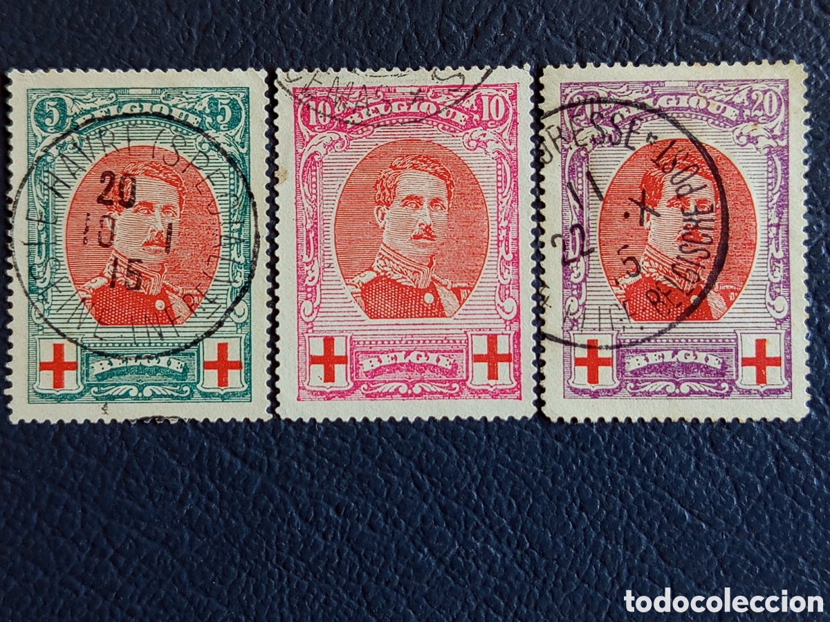 Briefmarken: B&eacute;lgica 1915 - Cruz Roja Alberto I Retrato 5c/10c/20c - COB 135/137 - Usado