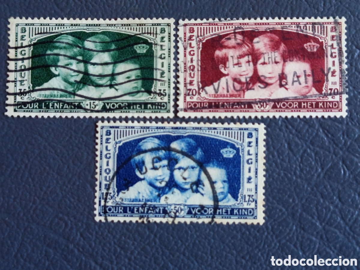 Sellos: B&eacute;lgica 1935 - Memorial Reina Astrid &rdquo;Pour l'Enfant&rdquo; 3 valores - COB 415/417 - Usado