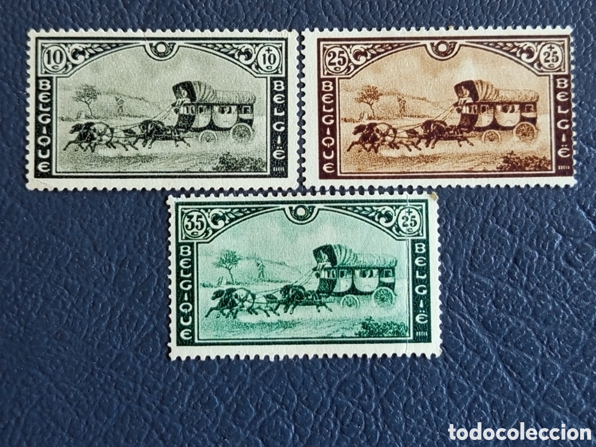 Sellos: B&eacute;lgica 1935 - D&iacute;a del Sello Diligencia Postal 10c/25c/35c+25c - COB 396/398 - MH