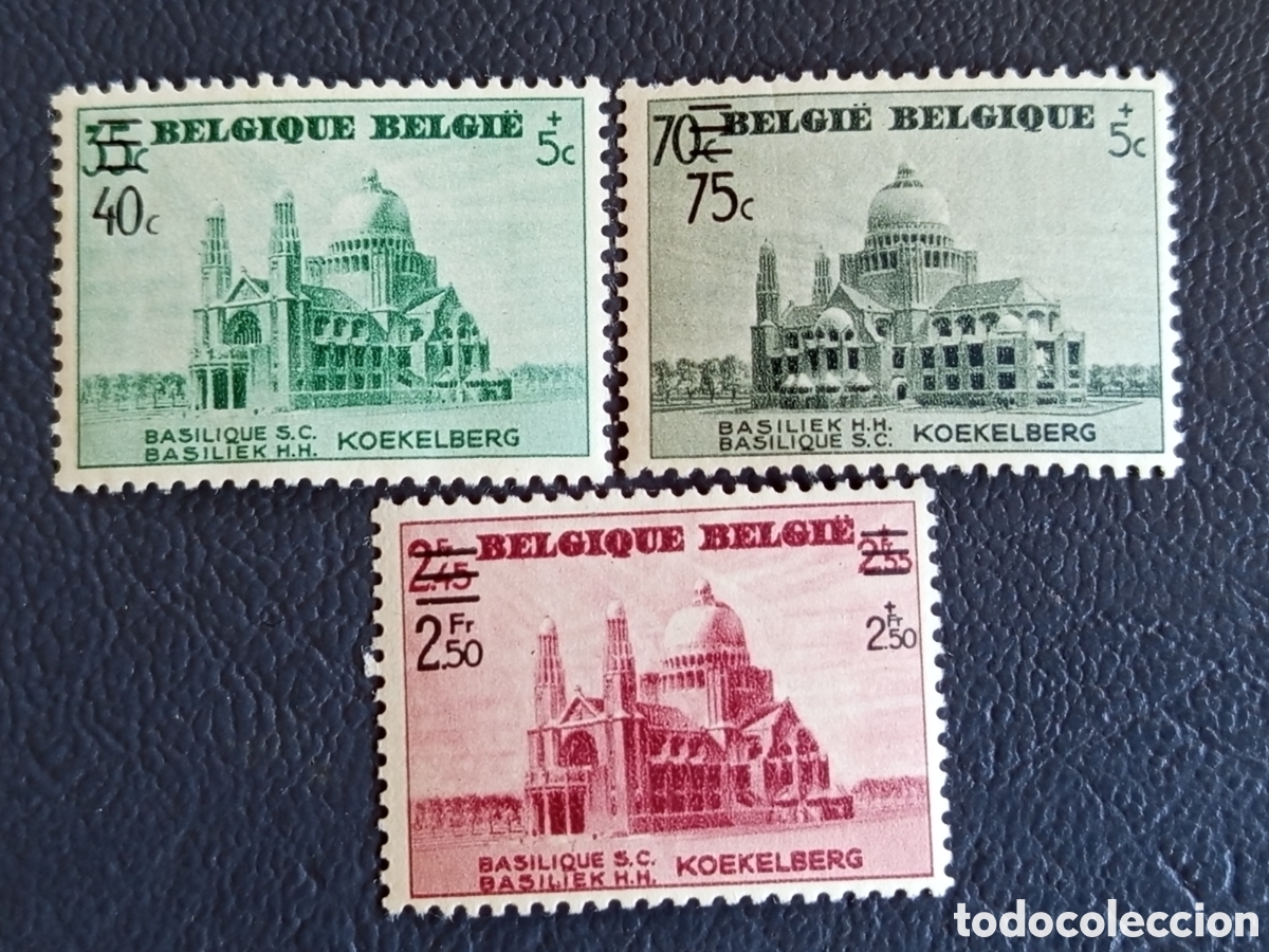 Sellos: B&eacute;lgica 1939 - Koekelberg Sobrecarga 40c/75c/2Fr50 s/ 35c/70c/2.45Fr - COB 528/530 - MNH