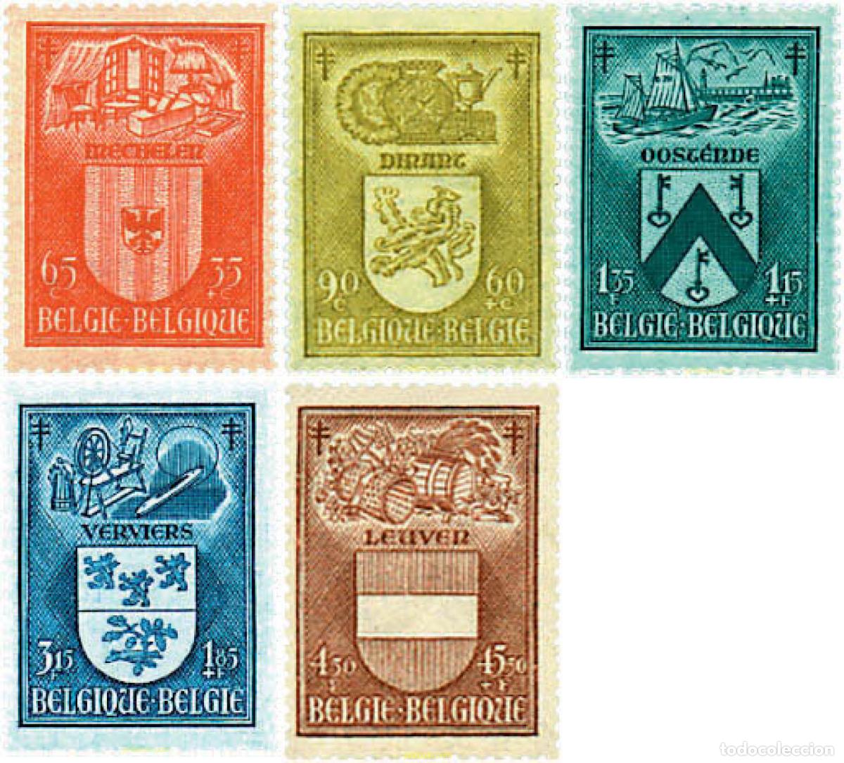 Sellos: 85632 MNH BELGICA 1946 ANTITUBERCULOSIS. ESCUDOS E INDUSTRIAS DE CIUDADES BELGAS