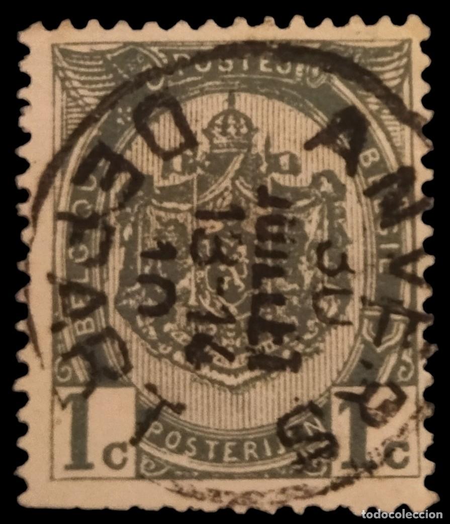 Sellos: B&Eacute;LGICA 1893 Escudo Nacional. USADO.