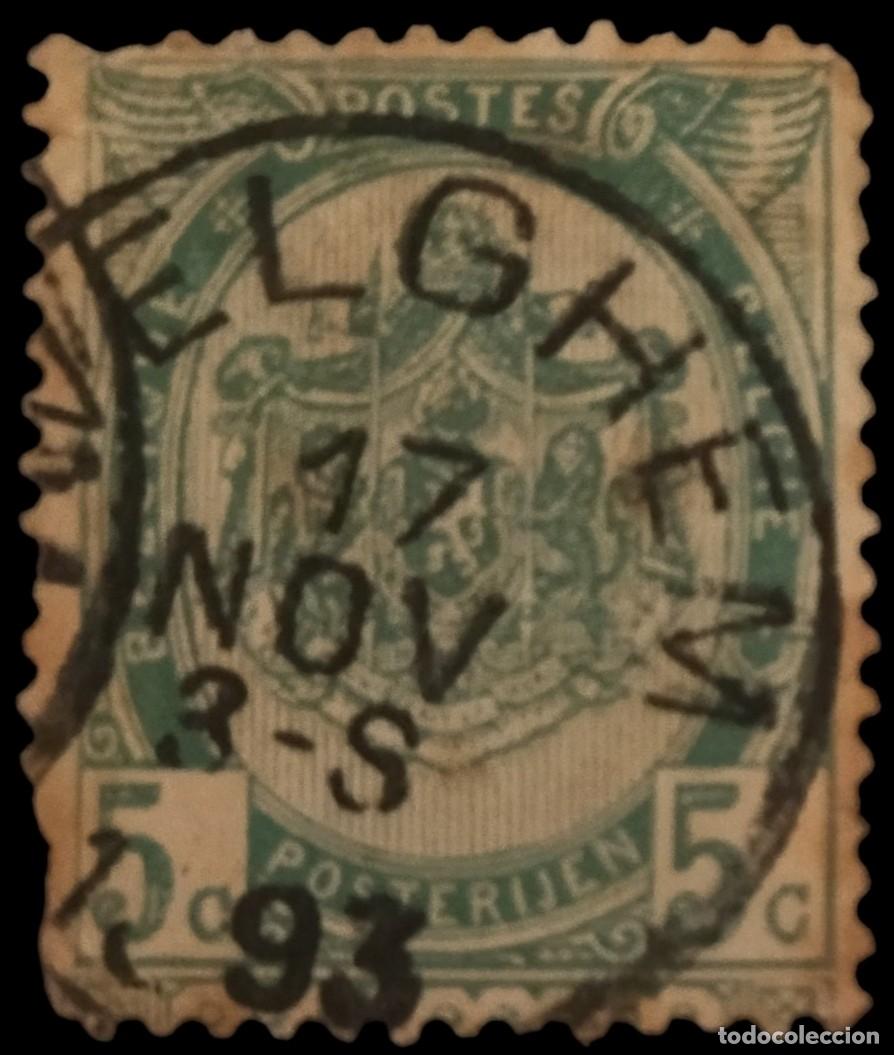Sellos: B&Eacute;LGICA 1893 Escudo Nacional. USADO.