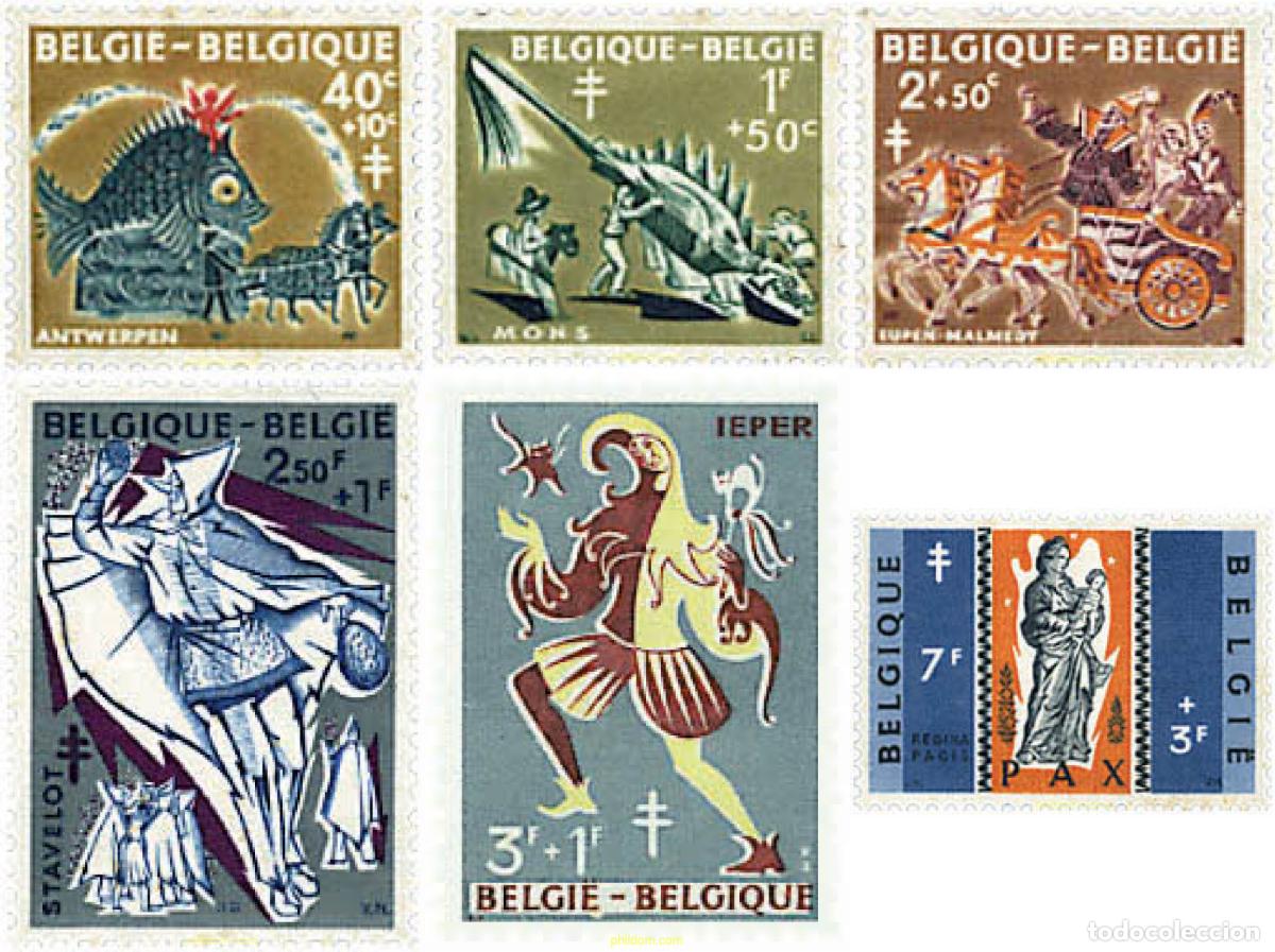 Sellos: 245503 HINGED BELGICA 1959 ANTITUBERCULOSIS. LEYENDAS Y COSTUMBRES