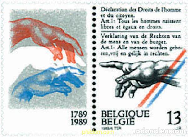 Sellos: 85411 MNH BELGICA 1989 BICENTENARIO DE LA DECLARACION DE LOS DERECHOS HUMANOS
