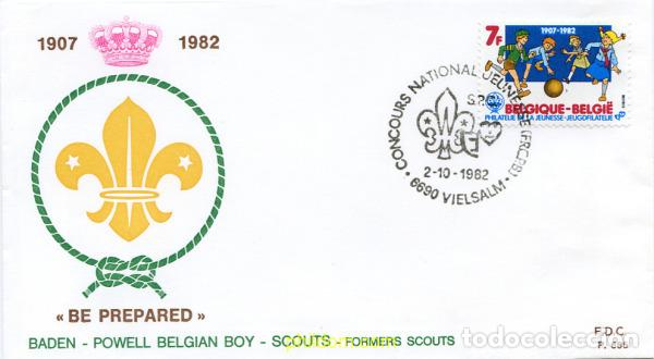 Sellos: 265847 MNH BELGICA 1982 FILATELIA DE LA JUVENTUD Y 75 ANIVERSARIO DEL ESCULTISMO