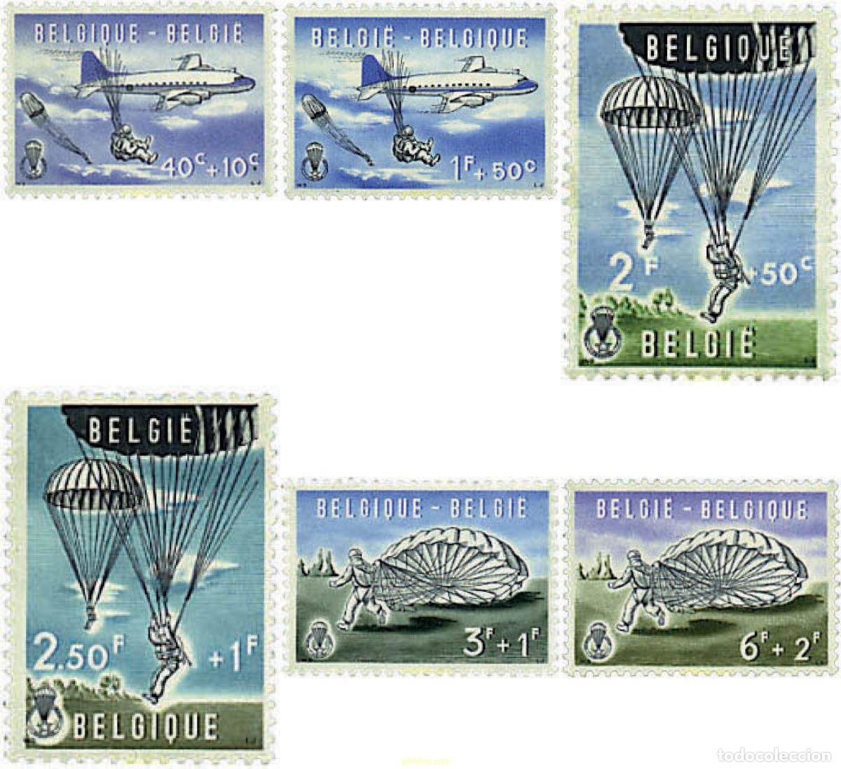 Sellos: 203907 MNH BELGICA 1960 PRO OBRAS CULTURALES Y PATRIOTICAS. PARACAIDISMO