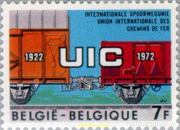 Sellos: 84695 MNH BELGICA 1972 50 ANIVERSARIO DE LA UNION INTERNACIONAL DE FERROCARRILES