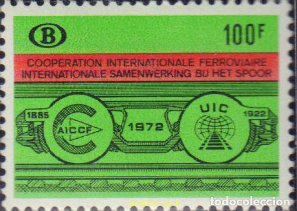 Sellos: 84439 MNH BELGICA 1972 50 ANIVERSARIO DE LA COOPERACION INTERNACIONAL FERROVIARIA
