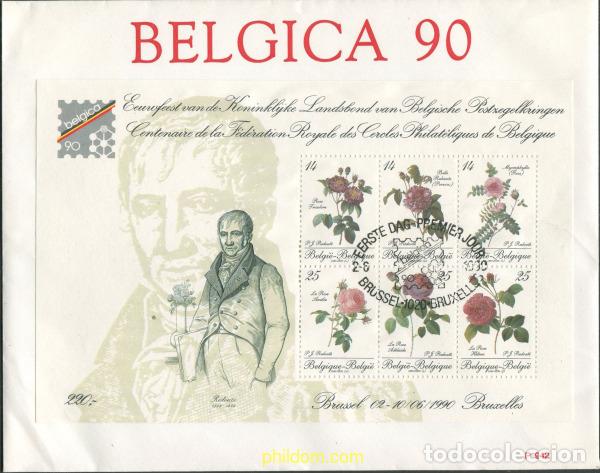 Sellos: 674371 MNH BELGICA 1990 BELGICA 90. SALON INTERNACIONAL DE FILATELIA. ROSAS DE PIERRE JOSEPH REDOUT