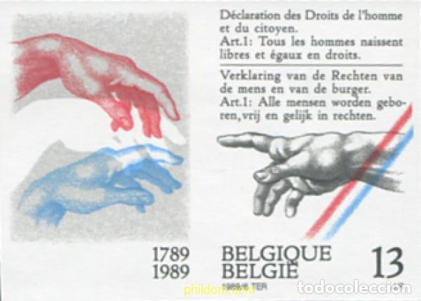 Sellos: 111733 MNH BELGICA 1989 BICENTENARIO DE LA DECLARACION DE LOS DERECHOS HUMANOS