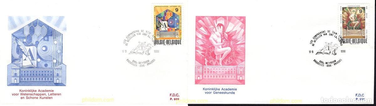 Sellos: 407444 MNH BELGICA 1988 50 ANIVERSARIO DE LA REAL ACADEMIA DE MEDICINA, CIENCIAS, LENGUA Y BELLAS A