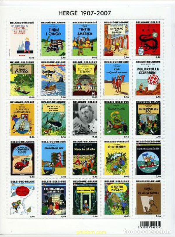 Sellos: 251413 MNH BELGICA 2007 CENTENARIO DE HEREGE- TINTIN