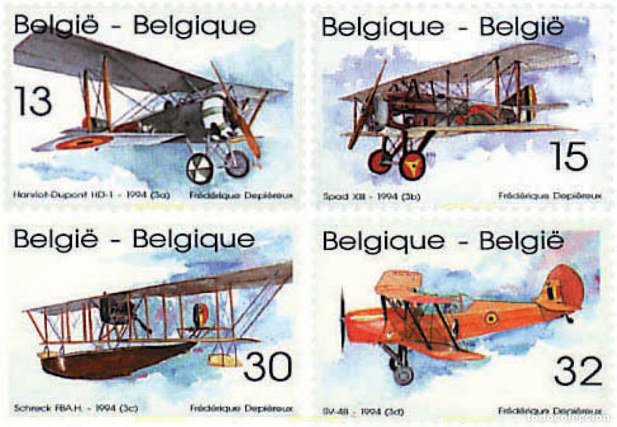 Sellos: 85256 MNH BELGICA 1994 PIONEROS DE LA AVIACION