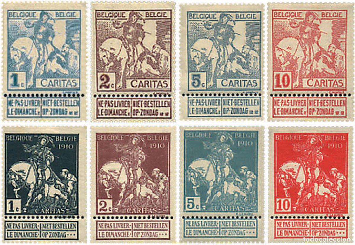 Sellos: 290930 HINGED BELGICA 1910 EXPOSICION DE BRUSELAS. CARITAS. SAN MARTIN