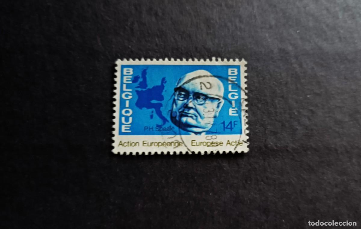 Sellos: Sello B&eacute;lgica usado. Acci&oacute;n europea. Paul Henri Spaak. 18 marzo 1978. Yvert 1882.