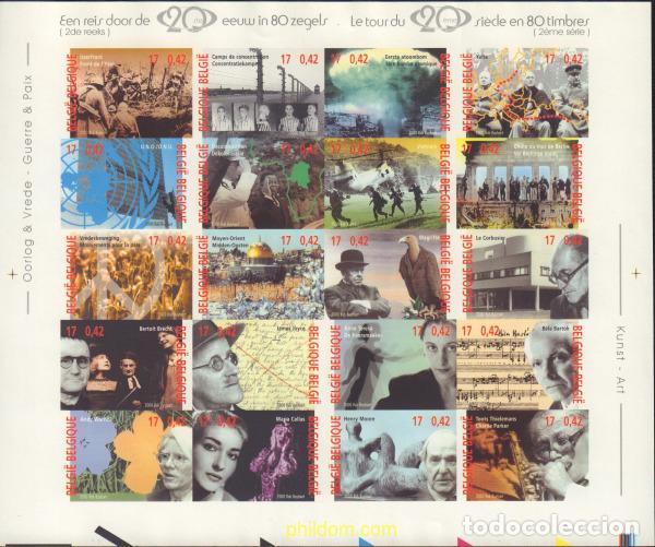 Sellos: 14040 MNH BELGICA 2000 EL SIGLO XX EN 80 SELLOS. GUERRA Y PAZ, ARTE