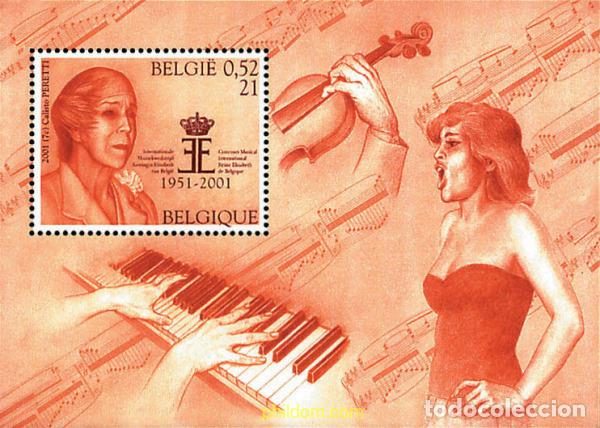 Sellos: 87393 MNH BELGICA 2001 50 ANIVERSARIO DEL CONCURSO MUSICAL INTERNACIONAL REINA ISABEL