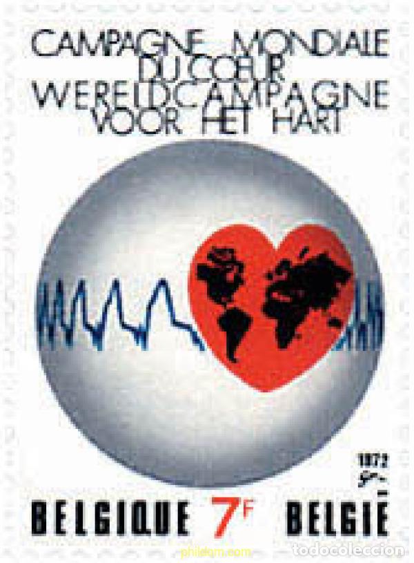 Sellos: 84693 MNH BELGICA 1972 CAMPA&Ntilde;A MUNDIAL DEL CORAZON