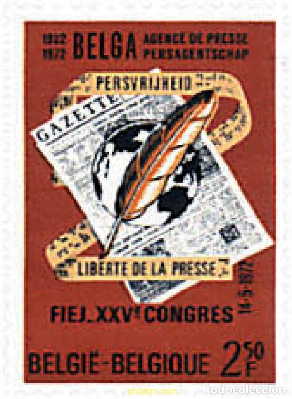 Sellos: 84414 MNH BELGICA 1972 50 ANIVERSARIO DE LA AGENCIA DE PRENSA BELGA