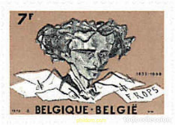 Sellos: 84763 MNH BELGICA 1973 75 ANIVERSARIO DE LA MUERTE DEL PINTOR F. ROPS