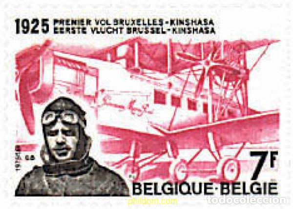 Stamps: 87018 MNH BELGICA 1975 50 ANIVERSARIO DEL PRIMER ENLACE AEREO BRUSELAS-KINSHASA