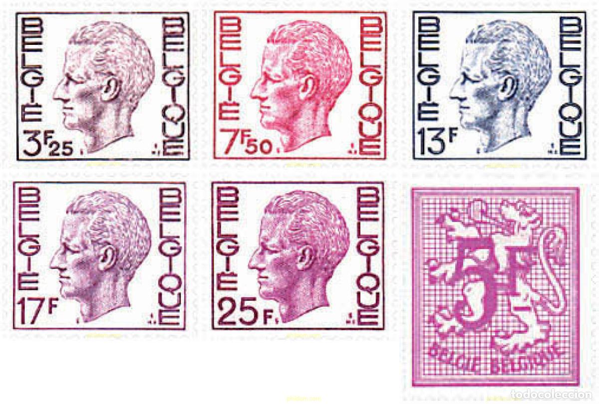 Sellos: 84480 MNH BELGICA 1975 REY BALDUINO Y CIFRA SOBRE LEON HERALDICO