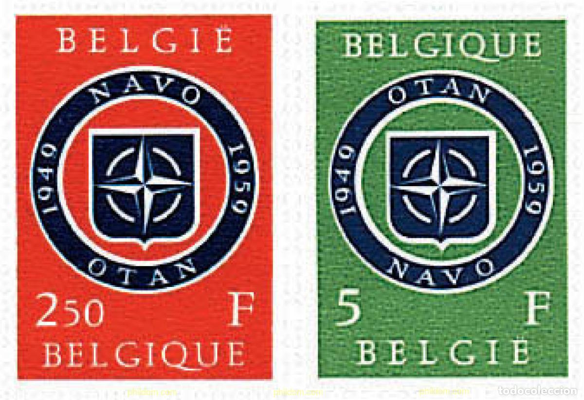 Sellos: 84111 MNH BELGICA 1959 10 ANIVERSARIO DEL TRATADO DEL ATLANTICO NORTE