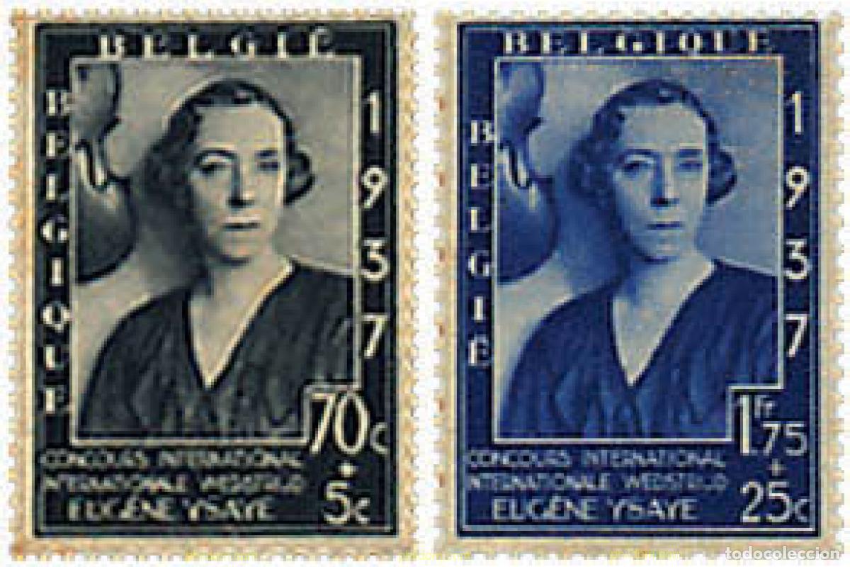 Sellos: 83594 MNH BELGICA 1937 PRO FUNDACION MUSICAL REINA ISABEL Y EN MEMORIA DEL VIOLINISTA BELGA EUGENE