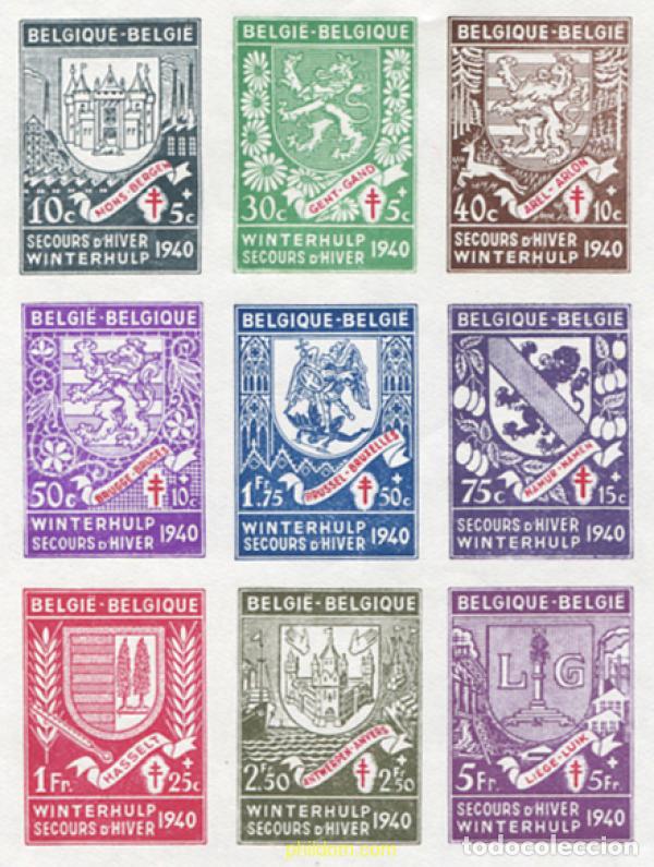 Timbres: 22762 MNH BELGICA 1941 AUXILIOS DE INVIERNO. ESCUDOS DE CAPITALES DE PROVINCIAS