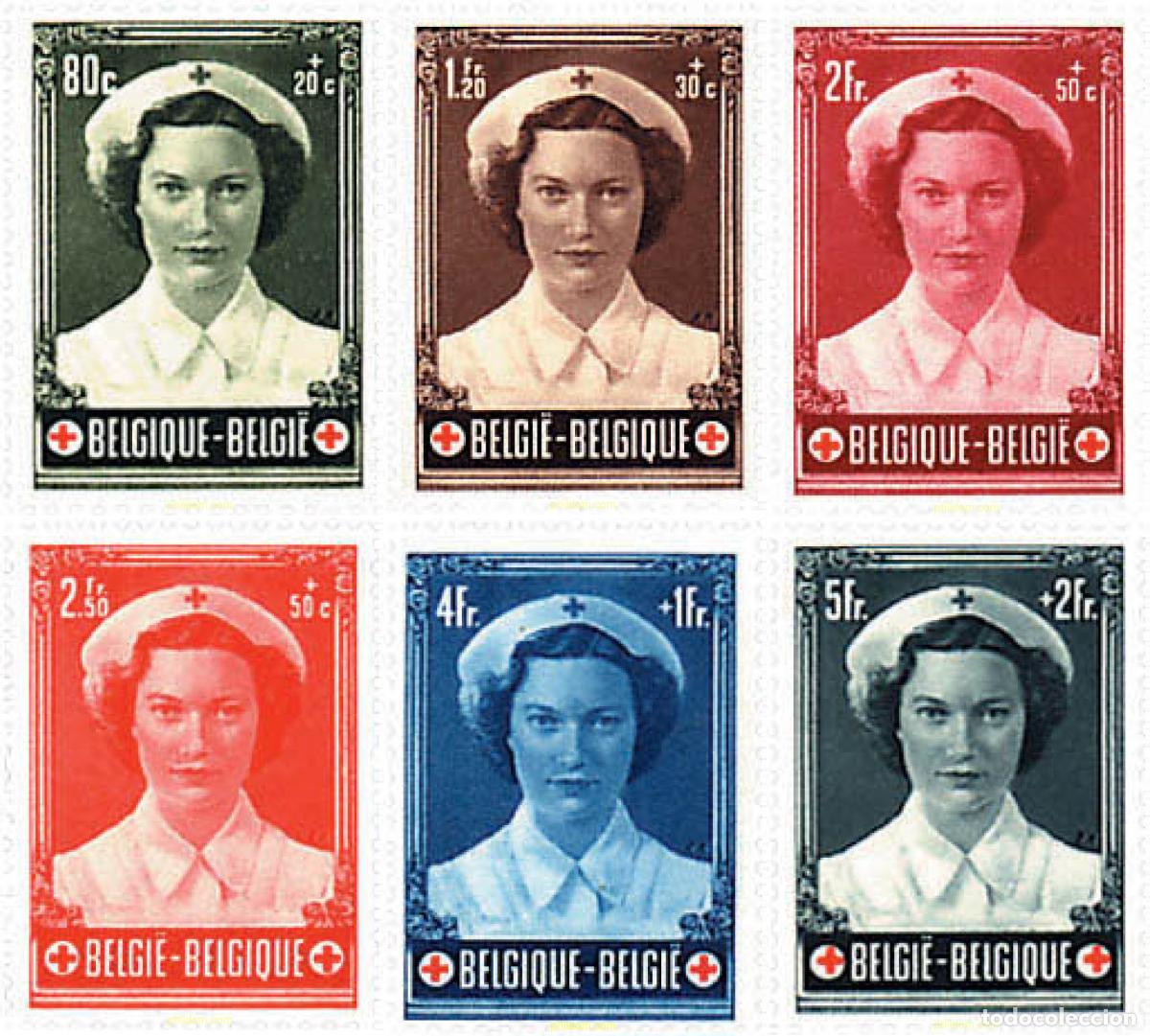 Sellos: 84075 MNH BELGICA 1953 FONDOS PRO DAMNIFICADOS. CRUZ ROJA. BODA DE LA PRINCESA JOSEFINA-CARLOTA