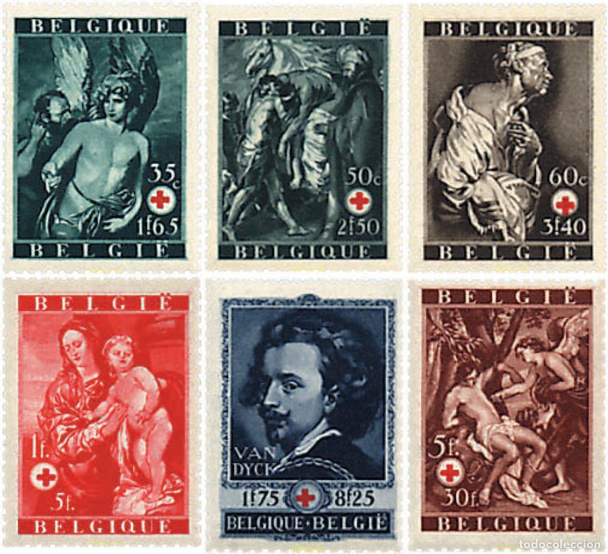 Sellos: 83693 MNH BELGICA 1944 50 ANIVERSARIO DE LA CRUZ ROJA BELGA. PINTURAS DE A. VAN DYCK