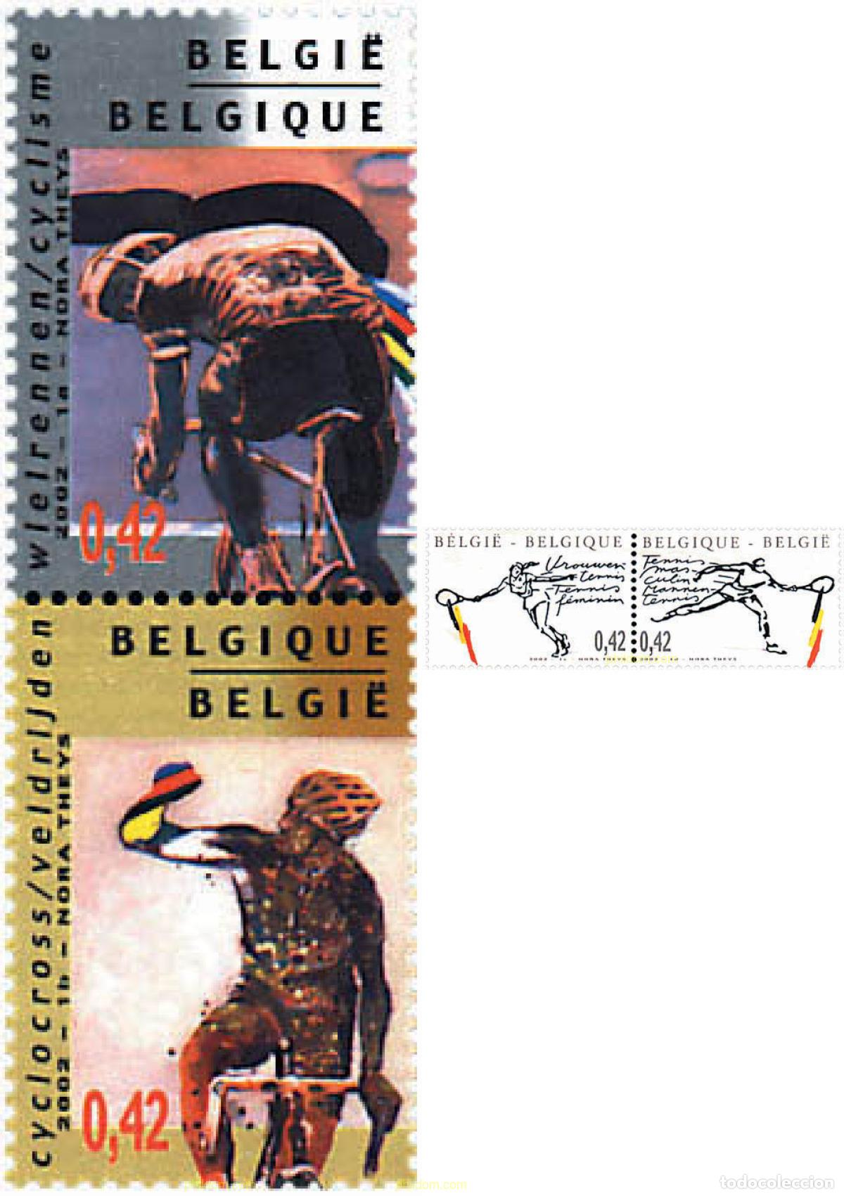 Sellos: 4707 MNH BELGICA 2002 CAMPEONATOS DEL MUNDO DE CICLISMO Y TENIS