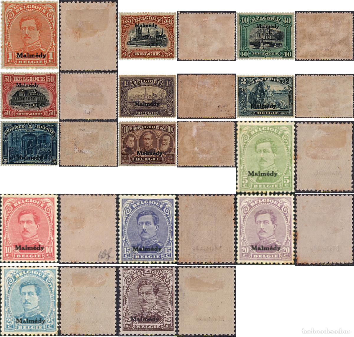 Sellos: 673199 HINGED BELGICA. Malmedy 1920 SELLOS DE 1915-19 CON SOBREIMPRESION MALMEDY