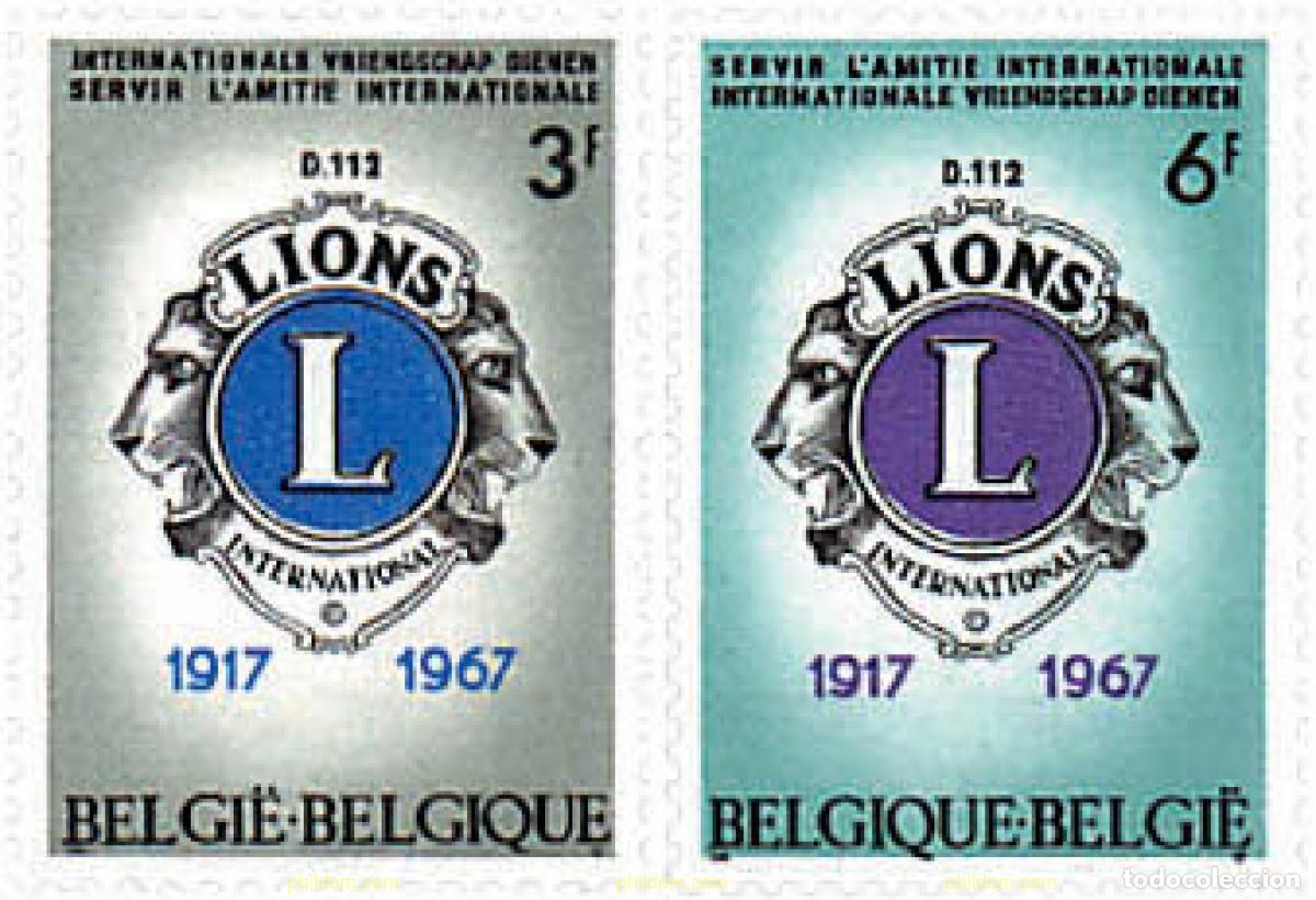 Sellos: 84018 MNH BELGICA 1967 50 ANIVERSARIO DEL CLUB LIONS INTERNACIONAL