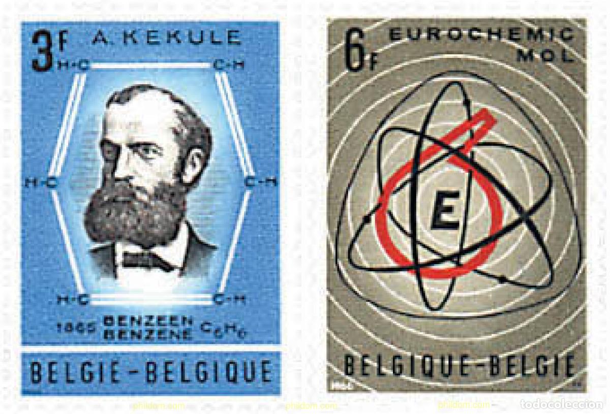 Sellos: 84236 MNH BELGICA 1966 70 ANIVERSARIO DE LA MUERTE DEL PROFESOR AUGUST KEKULE