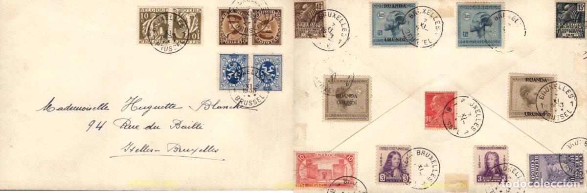 Sellos: 718124 MNH BELGICA 1933 SOBRE CIRCULADO, SELLOS TETE BECHE