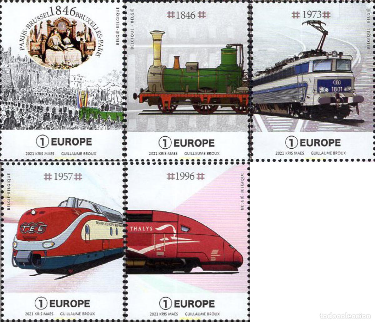 Sellos: 669417 MNH BELGICA 2021 175 A&Ntilde;OS DE LA CONECSION DEL FERROCARRIL PAR&Iacute;S - BRUSELAS