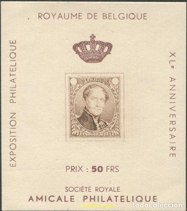 Sellos: 678672 MNH BELGICA 1955 40TH ANNIV. ASSOCIATION L'AMICALE PHILATELIQUE. LEOPOLDO I. HOJA SOUVENIR