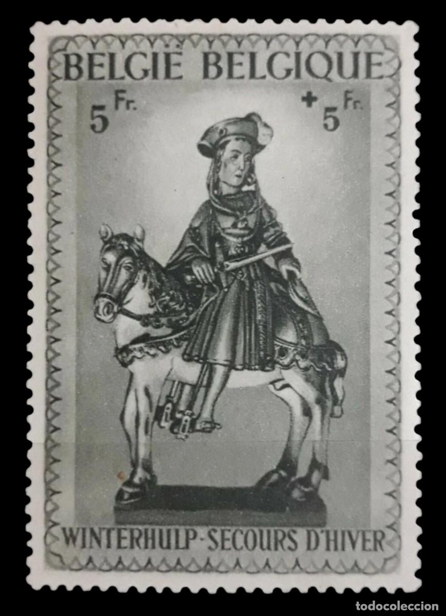 Sellos: B&Eacute;LGICA 1941 Socorro de invierno. Esculturas de San Mart&iacute;n. NUEVO MH *