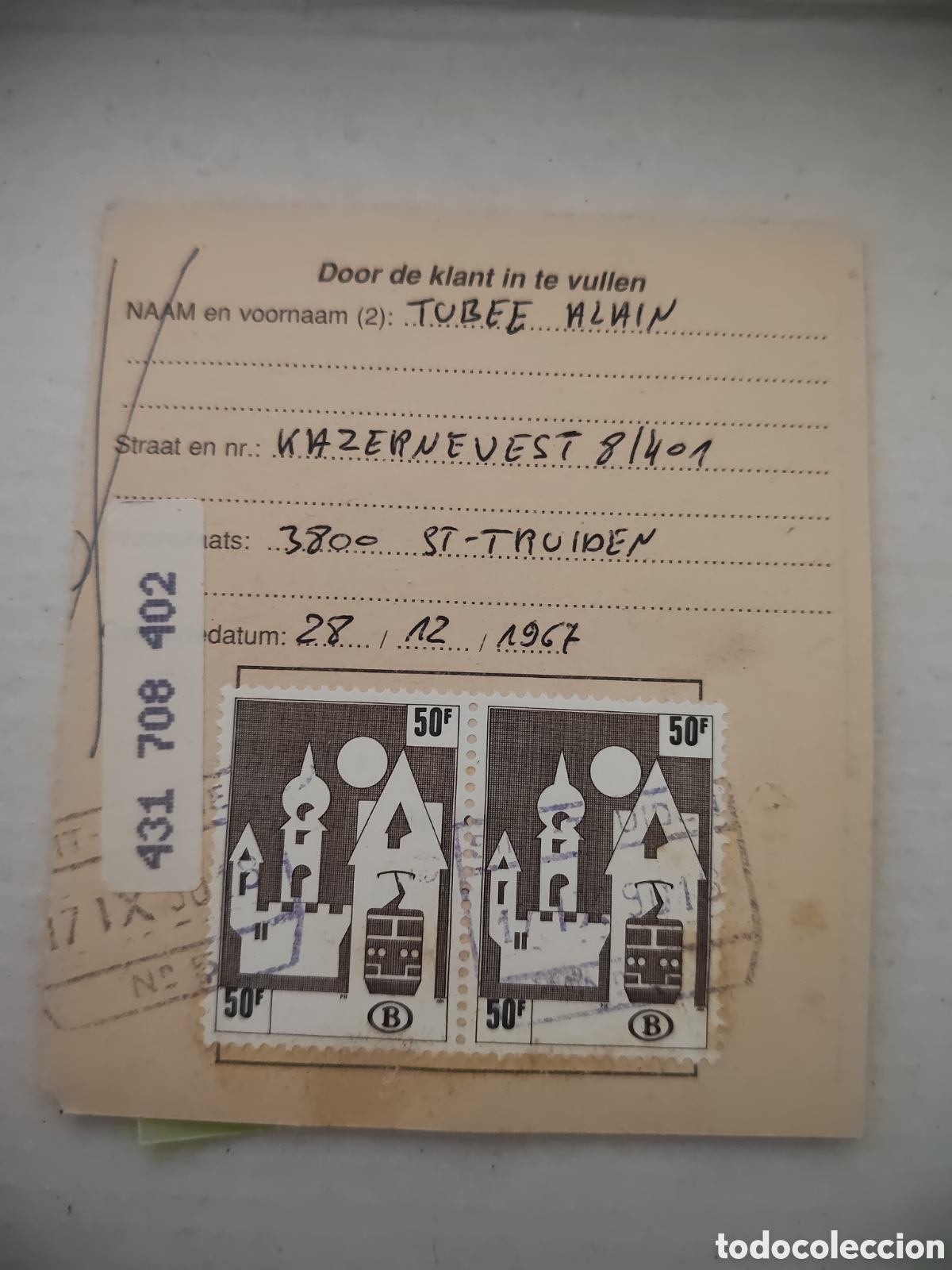 Francobolli: Hojita con 2 sellos de B&eacute;lgica 1967