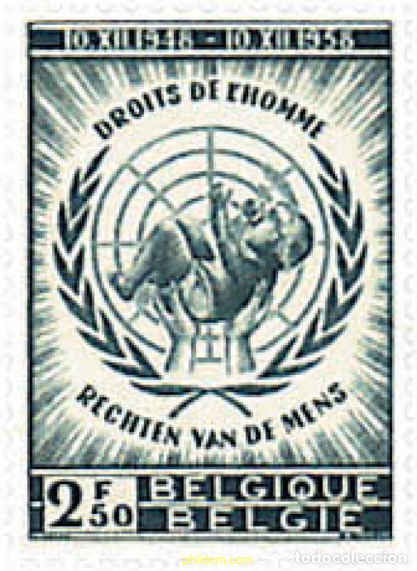 Sellos: 83793 MNH BELGICA 1958 10 ANIVERSARIO DE LA DECLARACION UNIVERSAL DE LOS DERECHOS HUMANOS