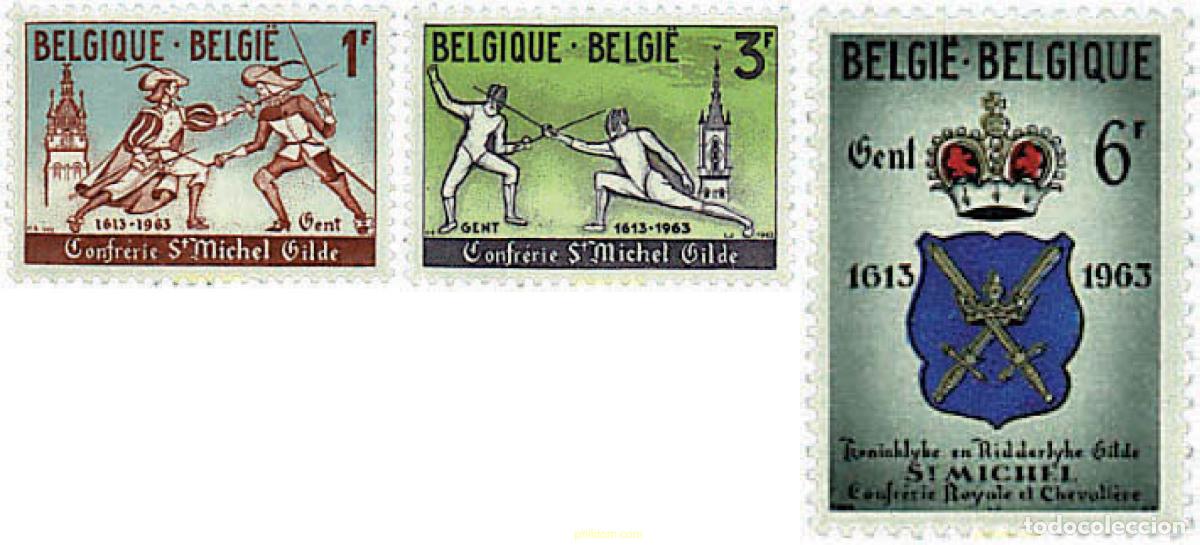 Sellos: 84198 MNH BELGICA 1963 350 ANIVERSARIO DE LA COFRADIA DE ESGRIMA ST. MICHEL DE GANTE