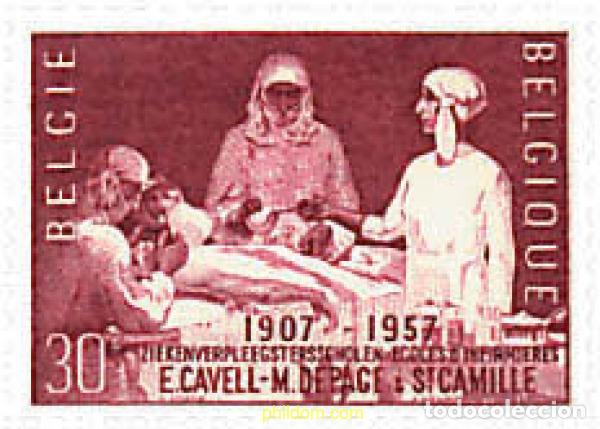 Sellos: 83788 MNH BELGICA 1957 50 ANIVERSARIO DE LAS PRIMERAS ESCUELAS DE ENFERMERIA BELGAS